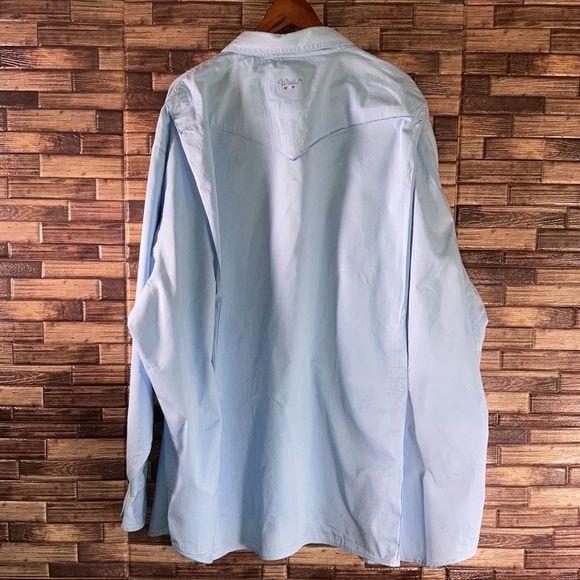 Mens Walls Authentic Ranch Wear 4XLT Baby Blue Work Pearl Snap Work Shirt - Picture 3 of 11